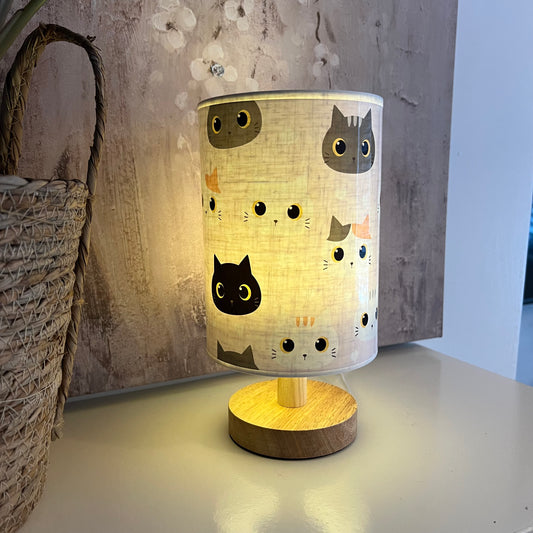 Cylinder Table Lamp with Bold Cat Face